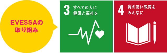 EVESSAの取り組み 3.すべての人に健康と福祉を 4.質の高い教育をみんなに